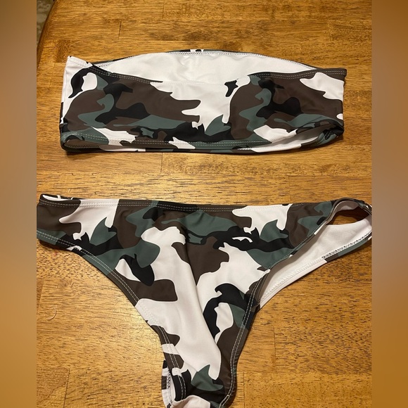 NWOT Women's Strapless Bikini 2 piece swimming suit Shein Camo Large - Picture 6 of 6